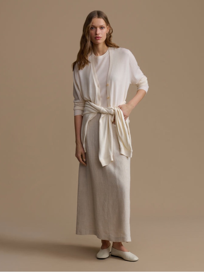 Nwt Jenni Kayne Kinney Linen Maxi Skirt Cream Small Fits M/L